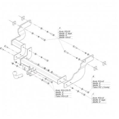 Фаркоп (ТСУ) для FORD Transit Connect 2002-2014 съемный шар на двух болтах 1.2тонны Босал