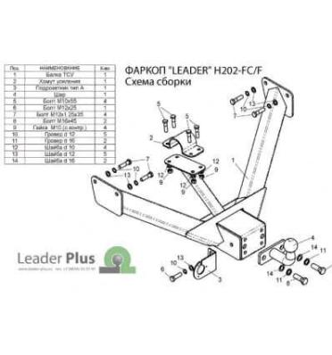 Фаркоп для Hyundai Porter 1 1998-2005/Тагаз Porter 1 2005- 1.5т Лидер Плюс